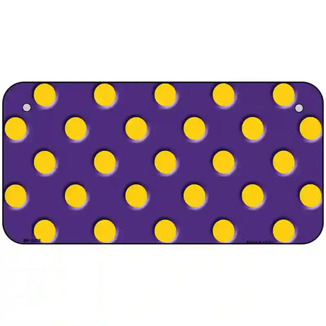 Yellow Polka Dots Purple Metal Novelty License Plate 6" x 3" (BP)