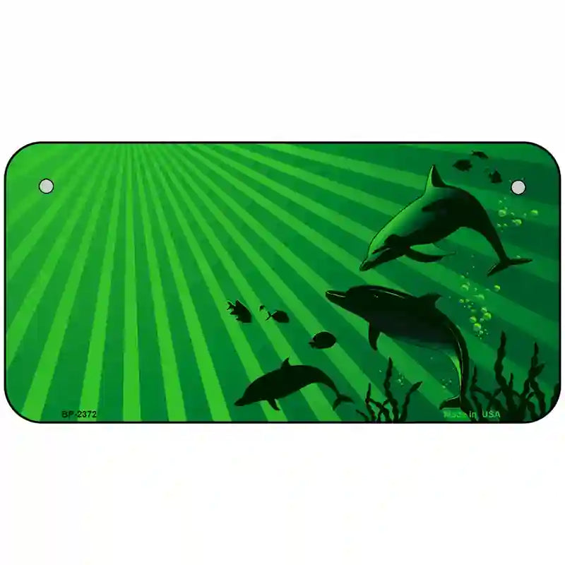 Family Of Dolphins Metal Novelty License Plate 6" x 3" (BP)