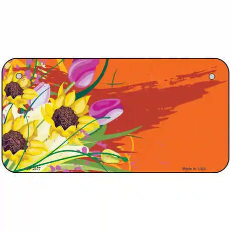 Floral Bouquet Offset Metal Novelty License Plate 6" x 3" (BP)