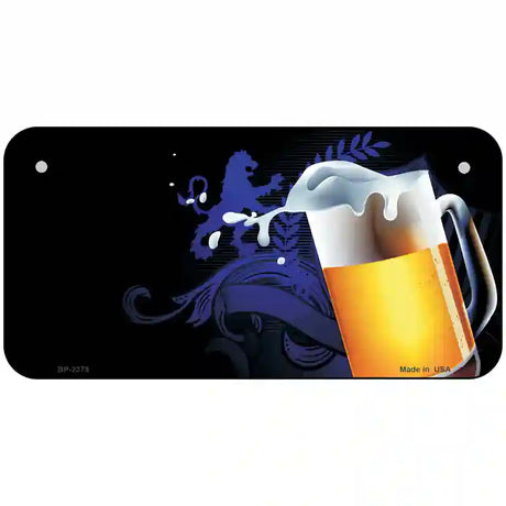 Frothy Beer Mug Offset Metal Novelty License Plate 6" x 3" (BP)