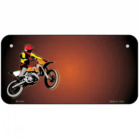 Dirt Bike Rider Offset Metal Novelty License Plate 6" x 3" (BP)