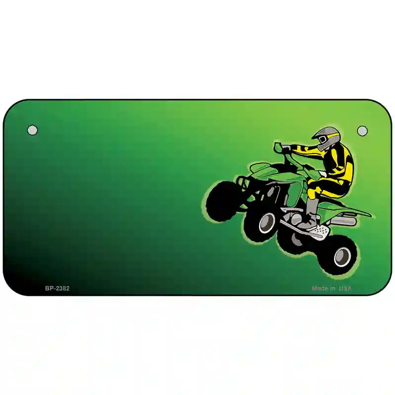 Quad Rider Offset Flat Metal Novelty License Plate 6" x 3" (BP)