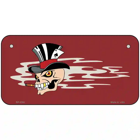 Smokin Joker Top Hat Skull Offset Metal Novelty License Plate 6" x 3" (BP)