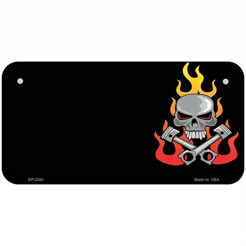 Gear Head Skull Offset Metal Novelty License Plate 6" x 3" (BP)