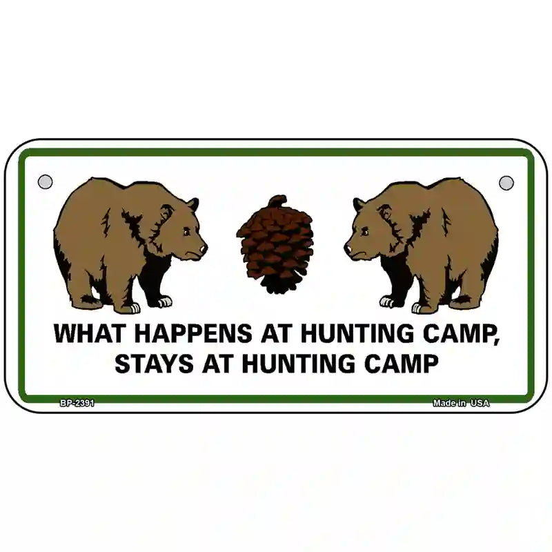 What Happens At Camp Metal Novelty License Plate 6" x 3" (BP)