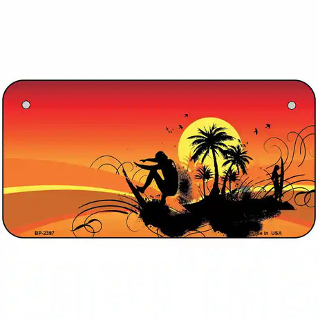 Sunset Surfer Metal Novelty License Plate 6" x 3" (BP)