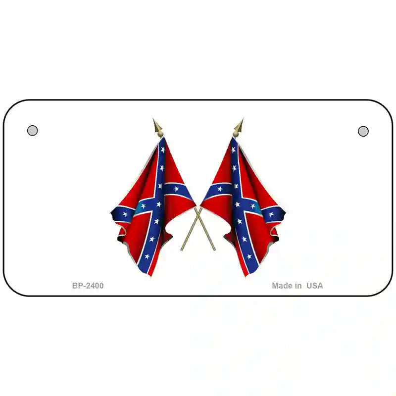 Confederate Crossed Flags Metal Novelty License Plate 6" x 3" (BP)