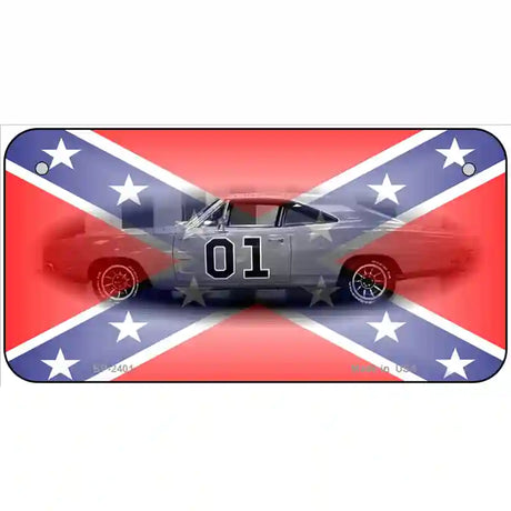 Confederate Flag Charger Metal Novelty License Plate 6" x 3" (BP)