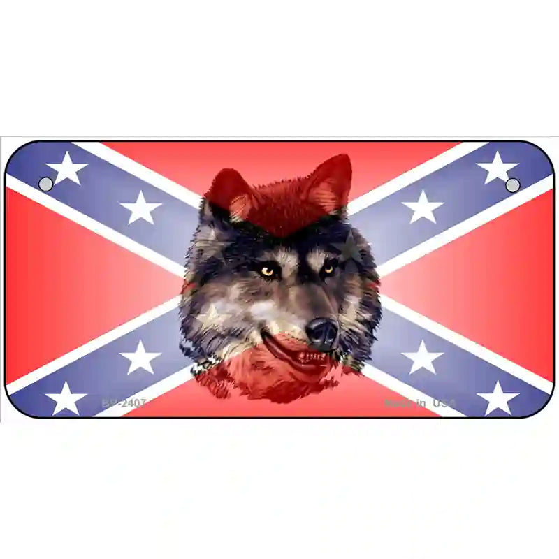 Confederate Flag Faded Wolf Metal Novelty License Plate 6" x 3" (BP)