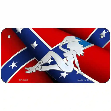 Rebel Flag Mudflap Cowgirl Metal Novelty License Plate 6" x 3" (BP)