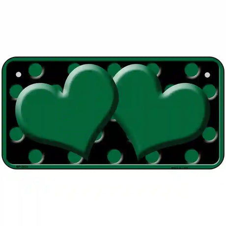 Green Black Polka Dot Green Center Hearts Novelty License Plate 6" x 3" (BP)