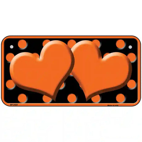 Orange Black Polka Dot Orange Center Hearts Novelty License Plate 6" x 3" (BP)