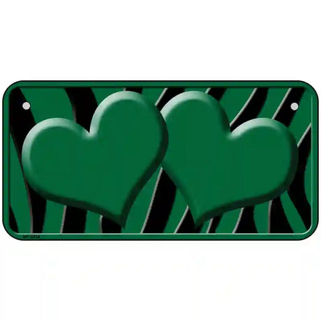 Green Black Zebra Green Centered Hearts Novelty License Plate 6" x 3" (BP)