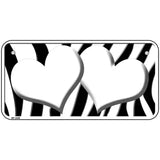 White Black Zebra Red Centered Hearts Novelty License Plate 6" x 3" (BP)