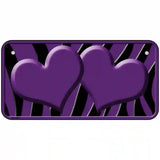 Purple Black Zebra Purple Centered Hearts Novelty License Plate 6" x 3" (BP)