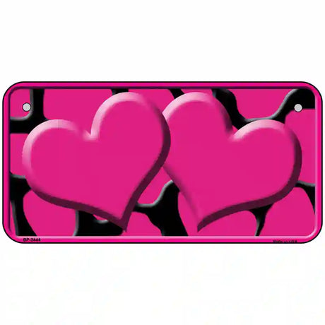 Pink Black Giraffe Pink Centered Hearts Novelty License Plate 6" x 3" (BP)