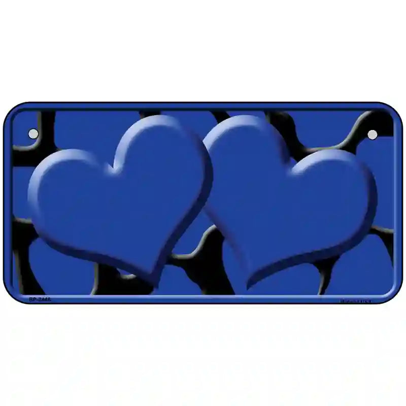 Blue Black Giraffe Blue Centered Hearts Novelty License Plate 6" x 3" (BP)