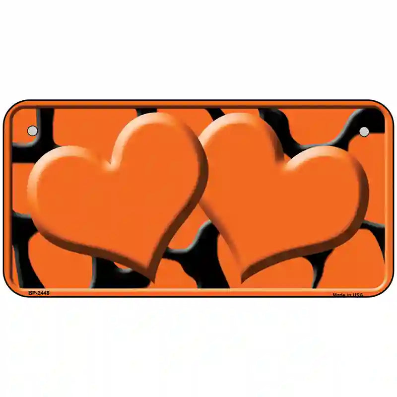 Orange Black Giraffe Orange Centered Hearts Novelty License Plate 6" x 3" (BP)