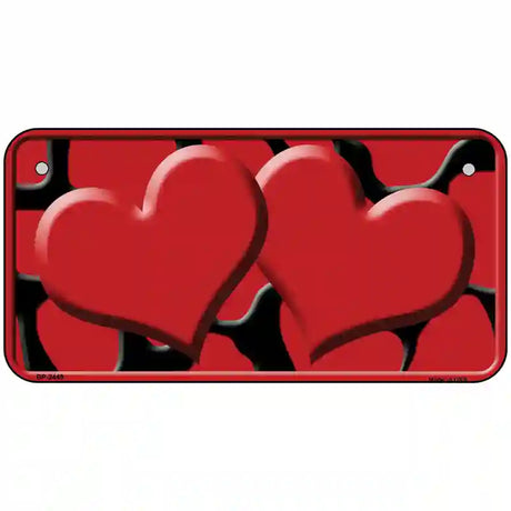 Red Black Giraffe Red Centered Hearts Novelty License Plate 6" x 3" (BP)