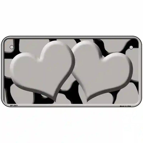 Grey Black Giraffe Grey Centered Hearts Novelty License Plate 6" x 3" (BP)