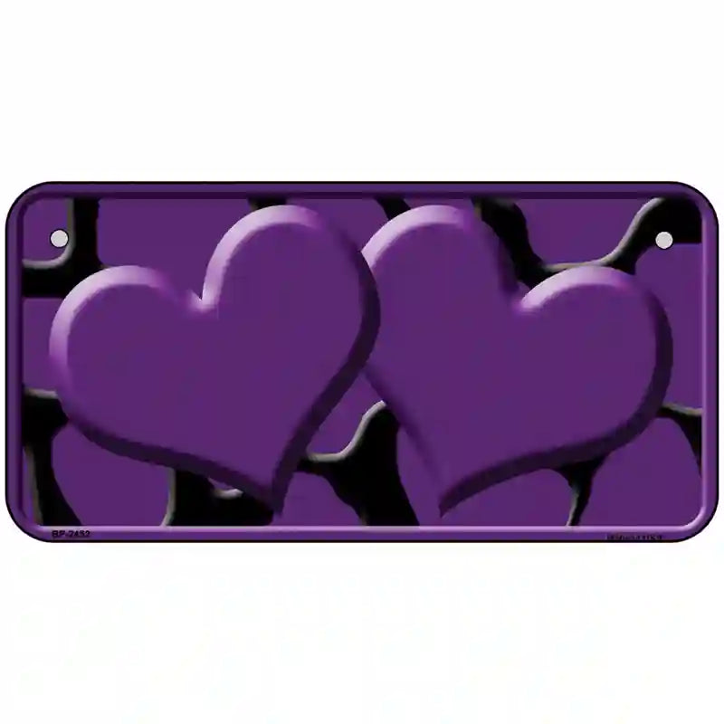 Purple Black Giraffe Purple Centered Hearts Novelty License Plate 6" x 3" (BP)