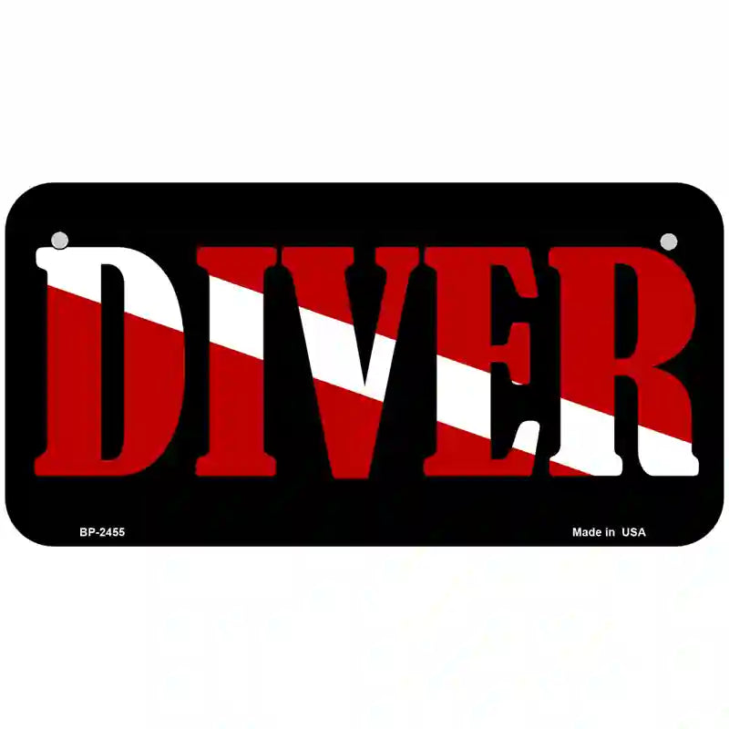 Scuba Diver Metal Novelty License Plate 6" x 3" (BP)