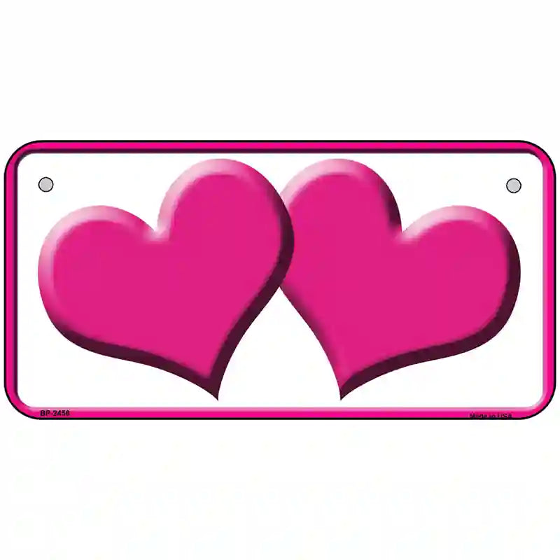 Solid Pink Centered Hearts White Novelty License Plate 6" x 3" (BP)