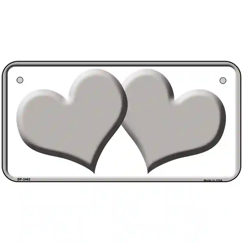 Solid Grey Centered Hearts White Novelty License Plate 6" x 3" (BP)