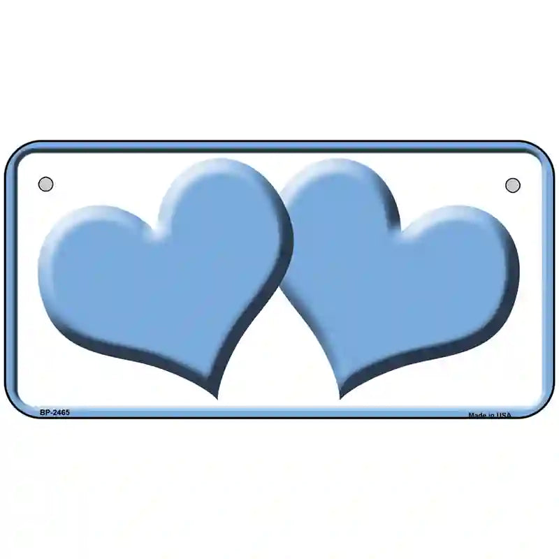 Solid Light Blue Centered Hearts White Novelty License Plate 6" x 3" (BP)