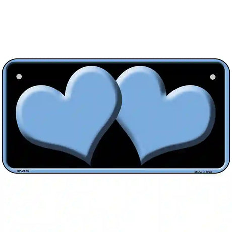 Solid Light Blue Centered Hearts Black Novelty License Plate 6" x 3" (BP)