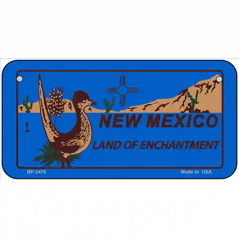 Roadrunner Blue New Mexico Metal Novelty License Plate 6" x 3" (BP)