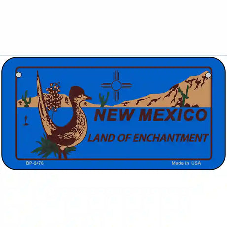 Roadrunner Blue New Mexico Metal Novelty License Plate 6" x 3" (BP)