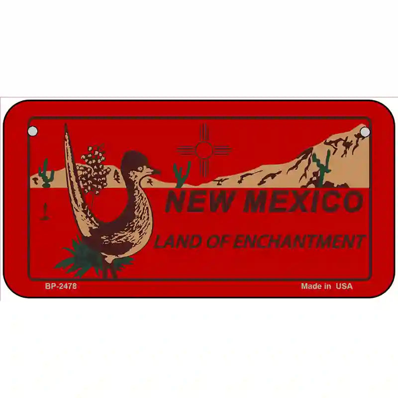 Roadrunner Red New Mexico Metal Novelty License Plate 6" x 3" (BP)