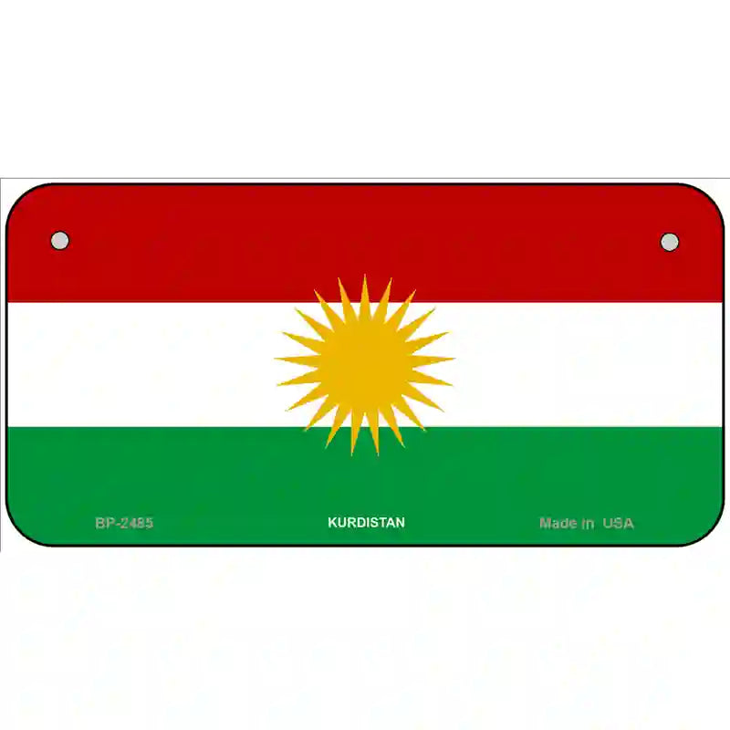Kurdistan Flag Metal Novelty License Plate 6" x 3" (BP)