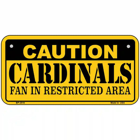 Caution Cardinals Metal Novelty License Plate 6" x 3" (BP)