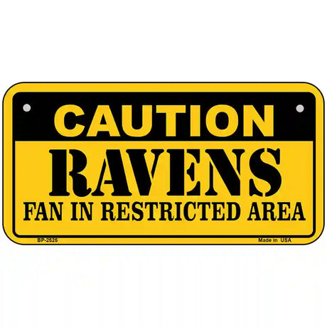 Caution Ravens Metal Novelty License Plate 6" x 3" (BP)