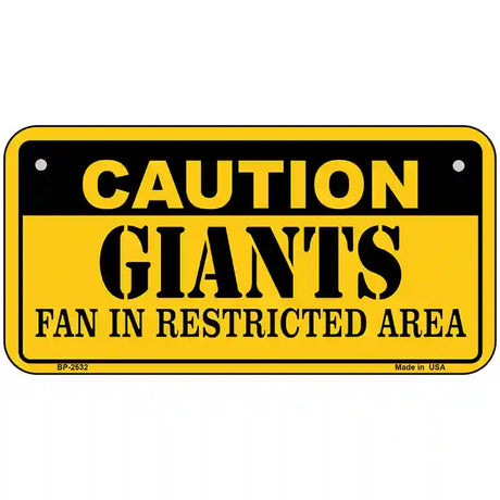 Caution Giants Metal Novelty License Plate 6" x 3" (BP)