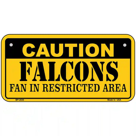 Caution Falcons Metal Novelty License Plate 6" x 3" (BP)