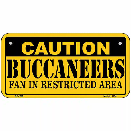 Caution Buccaneers Metal Novelty License Plate 6" x 3" (BP)