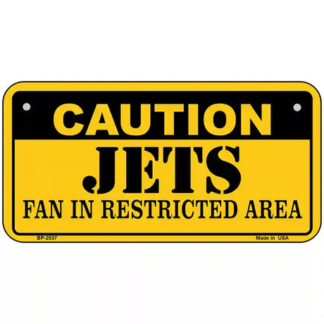 Caution Jets Metal Novelty License Plate 6" x 3" (BP)