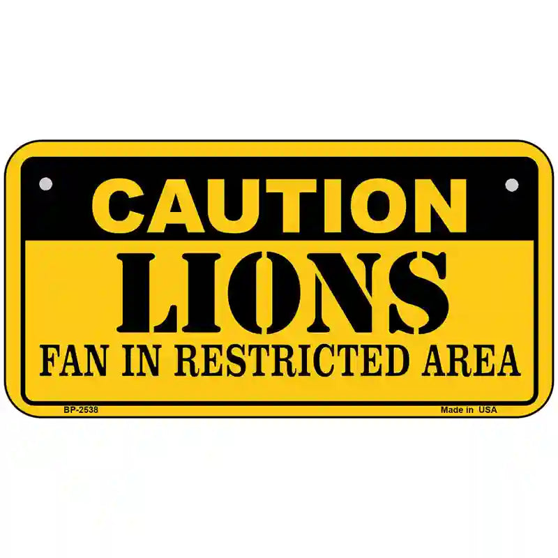 Caution Lions Metal Novelty License Plate 6" x 3" (BP)