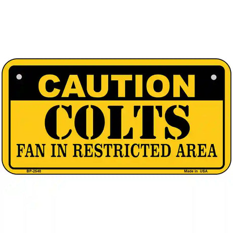 Caution Colts Metal Novelty License Plate 6" x 3" (BP)