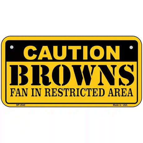 Caution Browns Metal Novelty License Plate 6" x 3" (BP)