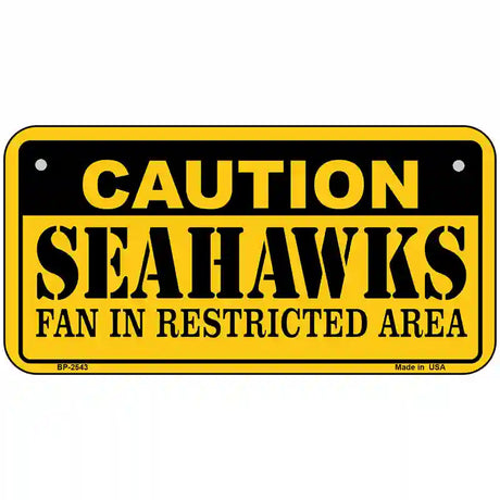 Caution Seahawks Metal Novelty License Plate 6" x 3" (BP)