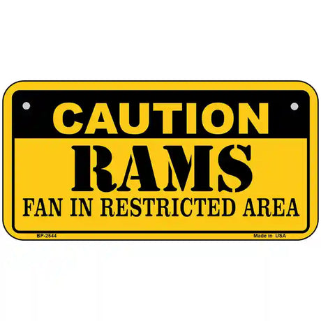 Caution Rams Metal Novelty License Plate 6" x 3" (BP)