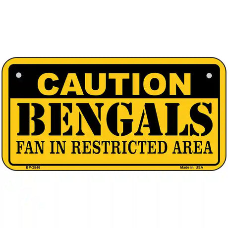 Caution Bengals Metal Novelty License Plate 6" x 3" (BP)