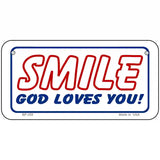 Smile God Loves You Metal Novelty License Plate 6" x 3" (BP)