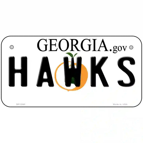 Hawks Georgia Novelty State Metal License Plate 6" x 3" (BP)