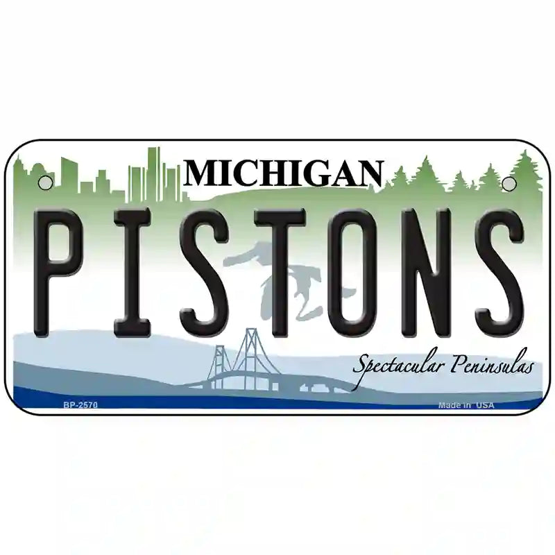 Pistons Michigan Novelty State Metal License Plate 6" x 3" (BP)