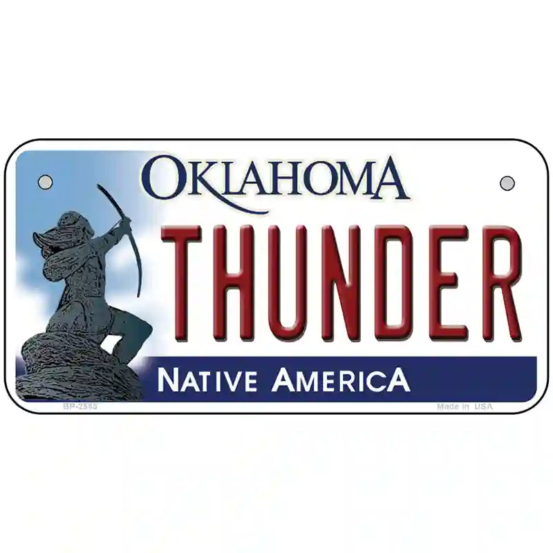 Thunder Oklahoma Novelty State Metal License Plate 6" x 3" (BP)